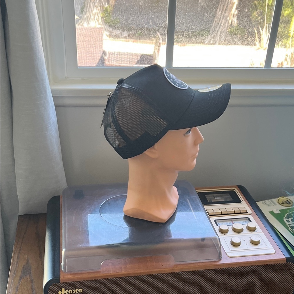 Black Trucker Cap with Embroidered Patch - Picture 2 of 3